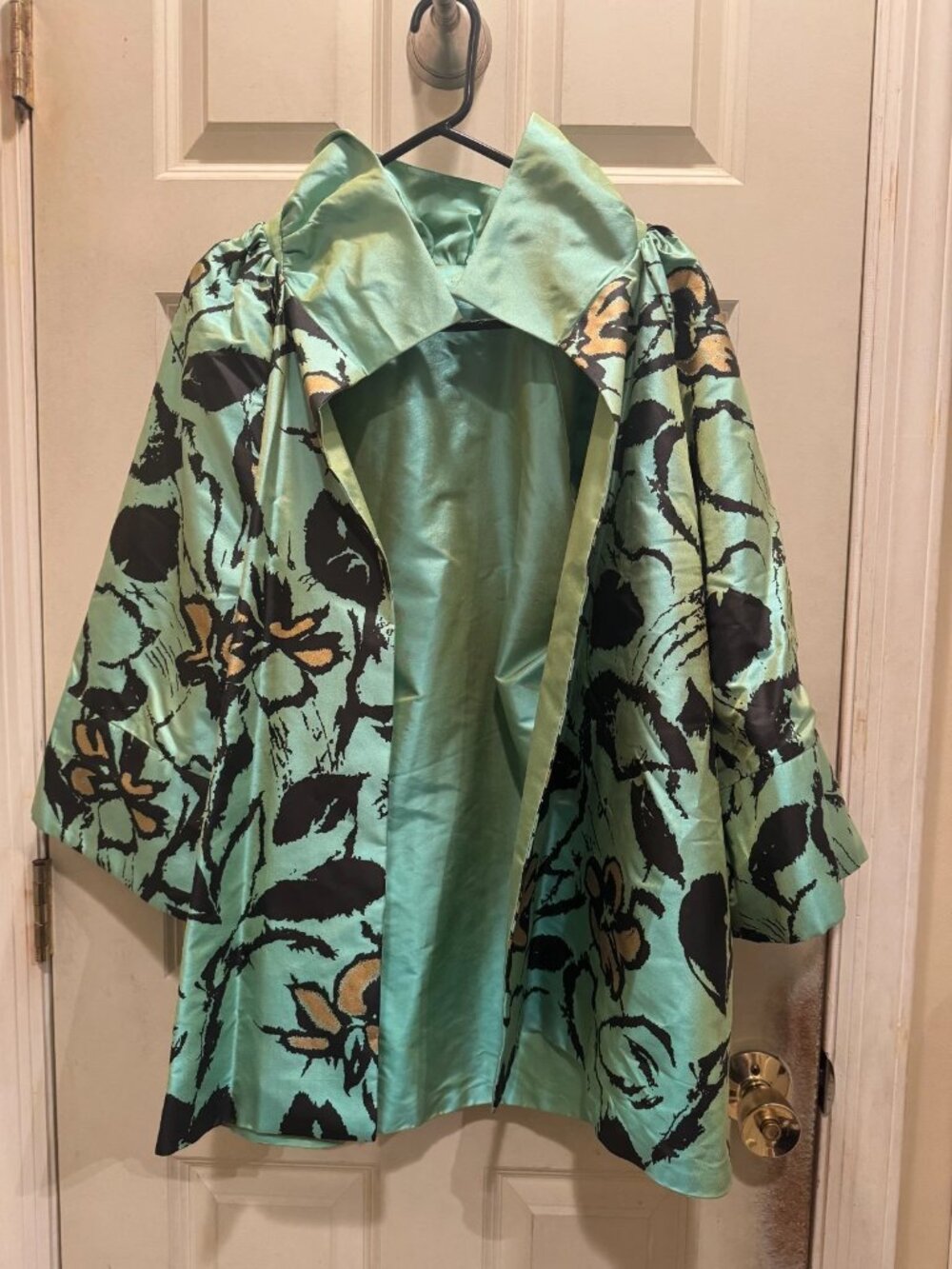 Vintage Green Floral Women's Top Silk? Size 16? Used